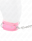 KINK - COLLARE CON GUINZAGLIO 65 CM CON RESTRIZIONI ROSA 36 - 42 CM X 5,5 CM - KINK COLLAR & GAG - Intimo per le occasioni speciali | The Game Lingerie