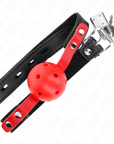 KINK - PALLA DURA CAVA ROSSA 4 CM GAG NERO CINTURINO 60 x 2 CM REGOLABILE 37 - 52 CM - KINK COLLAR & GAG - Intimo per le occasioni speciali | The Game Lingerie