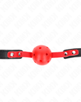 KINK - PALLA DURA CAVA ROSSA 4 CM GAG NERO CINTURINO 60 x 2 CM REGOLABILE 37 - 52 CM - KINK COLLAR & GAG - Intimo per le occasioni speciali | The Game Lingerie