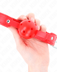KINK - PALLA TRASPIRANTE ROSSA 4,5 CM BAVAGLIO 65 x 2,5 CM - KINK COLLAR & GAG - Intimo per le occasioni speciali | The Game Lingerie