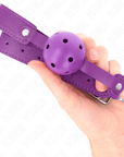 KINK - PALLA TRASPIRANTE VIOLA 4.5 CMGAG 65 x 2.5 CM - KINK COLLAR & GAG - Intimo per le occasioni speciali | The Game Lingerie