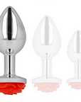 KINK - PLUG ANALE ACCIAIO E ROSA ROSSA TAGLIA L - KINK PLEASURE PLUGS - Intimo per le occasioni speciali | The Game Lingerie