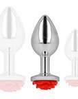 KINK - PLUG ANALE ACCIAIO E ROSA ROSSA TAGLIA M - KINK PLEASURE PLUGS - Intimo per le occasioni speciali | The Game Lingerie