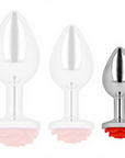 KINK - PLUG ANALE ACCIAIO E ROSA ROSSA TAGLIA S - KINK PLEASURE PLUGS - Intimo per le occasioni speciali | The Game Lingerie