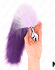 KINK - PLUG ANALE MISURA M 8 X 3,5 CM CON CODA SINTETICA 40 CM VIOLA - KINK PLEASURE PLUGS - Intimo per le occasioni speciali | The Game Lingerie
