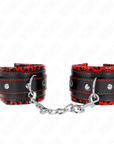 KINK - POGGIPOLSI IMBOTTITI IN PELLICCIA ROSSO/NERO REGOLABILE 17 - 29 CM X 6 CM - KINK WRIST RESTRAINT - Intimo per le occasioni speciali | The Game Lingerie