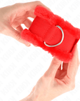 KINK - POGGIPOLSO FODERATO IN PELLICCIA ROSSO REGOLABILE 17 - 31 CM X 7 CM - KINK WRIST RESTRAINT - Intimo per le occasioni speciali | The Game Lingerie