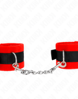 KINK - POLSINI IN PELLICCIA PER PRINCIPIANTI NERO - ROSSO 30 X 7 CM - KINK WRIST RESTRAINT - Intimo per le occasioni speciali | The Game Lingerie