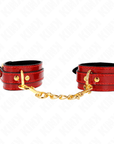 KINK - POLSINI JOANNA ANGEL ROSSO REGOLABILE CON CATENA ORO 16.5 - 26 CM X 4 CM - KINK WRIST RESTRAINT - Intimo per le occasioni speciali | The Game Lingerie