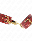 KINK - POLSINI JOANNA ANGEL ROSSO REGOLABILE CON CATENA ORO 16.5 - 26 CM X 4 CM - KINK WRIST RESTRAINT - Intimo per le occasioni speciali | The Game Lingerie