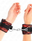 KINK - POLSO CORTO IN PIZZO DI VELLUTO E FASCIA IN NYLON ROSSO / NERO 23 X 6,5 CM - KINK WRIST RESTRAINT - Intimo per le occasioni speciali | The Game Lingerie