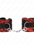 KINK - POLSO CORTO IN PIZZO DI VELLUTO E FASCIA IN NYLON ROSSO / NERO 23 X 6,5 CM - KINK WRIST RESTRAINT - Intimo per le occasioni speciali | The Game Lingerie