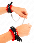 KINK - POLSO ELASTICO IN PIZZO DETTAGLI CUORE ROSSO REGOLABILE 22 - 35 CM - KINK WRIST RESTRAINT - Intimo per le occasioni speciali | The Game Lingerie