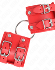 KINK - POLSO FISSO CON ANELLO E BORCHIE REGOLABILE ROSSO 17 - 22 CM X 6,5 CM - KINK WRIST RESTRAINT - Intimo per le occasioni speciali | The Game Lingerie