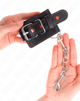 KINK - POLSO NERO CON INTARSIO CUORE ROSSO REGOLABILE 21 - 28 CM X 5,5 CM - KINK WRIST RESTRAINT - Intimo per le occasioni speciali | The Game Lingerie