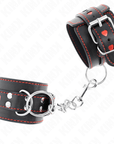 KINK - POLSO NERO CON INTARSIO CUORE ROSSO REGOLABILE 21 - 28 CM X 5,5 CM - KINK WRIST RESTRAINT - Intimo per le occasioni speciali | The Game Lingerie
