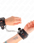 KINK - POLSO NERO CON INTARSIO CUORE ROSSO REGOLABILE 21 - 28 CM X 5,5 CM - KINK WRIST RESTRAINT - Intimo per le occasioni speciali | The Game Lingerie