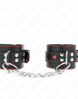 KINK - POLSO NERO CON INTARSIO CUORE ROSSO REGOLABILE 21 - 28 CM X 5,5 CM - KINK WRIST RESTRAINT - Intimo per le occasioni speciali | The Game Lingerie