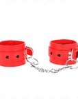 KINK - POLSO ROSSO CON INTARSIO A CUORE NERO REGOLABILE 21 - 28 CM X 5,5 CM - KINK WRIST RESTRAINT - Intimo per le occasioni speciali | The Game Lingerie