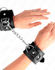 KINK - RESISTENZA DA POLSO CON 3 ANELLI A D REGOLABILE NERO 17,5 - 25 CM X 6 CM - KINK WRIST RESTRAINT - Intimo per le occasioni speciali | The Game Lingerie