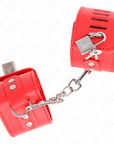 KINK - RESISTENZA DA POLSO CON CHIUSURA A LUCCHETTO ROSSO REGOLABILE 16 - 23 CM X 5,5 CM - KINK WRIST RESTRAINT - Intimo per le occasioni speciali | The Game Lingerie