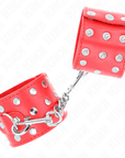 KINK - RESISTENZA DA POLSO CON CHIUSURA A SCATTO COMPLETA DI RIVETTI ROSSO REGOLABILE 19 - 24 CM X 5,5 CM - KINK WRIST RESTRAINT - Intimo per le occasioni speciali | The Game Lingerie