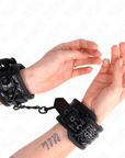 KINK - RESISTENZA DA POLSO CON MOTIVO A DIAMANTI NERO REGOLABILE 17 - 26 CM X 5,5 CM - KINK WRIST RESTRAINT - Intimo per le occasioni speciali | The Game Lingerie