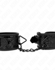 KINK - RESISTENZA DA POLSO CON MOTIVO A DIAMANTI NERO REGOLABILE 17 - 26 CM X 5,5 CM - KINK WRIST RESTRAINT - Intimo per le occasioni speciali | The Game Lingerie