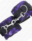 KINK - RESISTENZA DA POLSO CORTA IN PIZZO DI VELLUTO E FASCIA IN NYLON VIOLA/NERO 23 X 6,5 CM - KINK WRIST RESTRAINT - Intimo per le occasioni speciali | The Game Lingerie