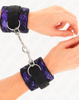 KINK - RESISTENZA DA POLSO CORTA IN PIZZO DI VELLUTO E FASCIA IN NYLON VIOLA/NERO 23 X 6,5 CM - KINK WRIST RESTRAINT - Intimo per le occasioni speciali | The Game Lingerie
