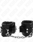 KINK - RESISTENZA DA POLSO IMBOTTITA IN PELLICCIA NERA CON CINTURA NERA REGOLABILE 17 - 29 CM X 6 CM - KINK WRIST RESTRAINT - Intimo per le occasioni speciali | The Game Lingerie