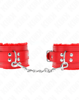 KINK - RESISTENZA DA POLSO IMBOTTITA IN PELLICCIA ROSSO CON CINTURA ROSSA REGOLABILE 17 - 29 CM X 6 CM - KINK WRIST RESTRAINT - Intimo per le occasioni speciali | The Game Lingerie