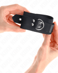 KINK - RESISTENZA DA POLSO IN NYLON NERO CON CINTURA IN PELLE NERA REGOLABILE 19 - 29 CM X 5,1 CM - KINK WRIST RESTRAINT - Intimo per le occasioni speciali | The Game Lingerie
