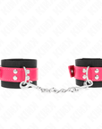 KINK - RESISTENZA DA POLSO IN NYLON NERO CON CINTURA IN SIMILPELLE ROSA LAMPONE REGOLABILE 19 - 29 CM X 5,1 CM - KINK WRIST RESTRAINT - Intimo per le occasioni speciali | The Game Lingerie