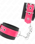 KINK - RESISTENZA DA POLSO IN NYLON NERO CON CINTURA IN SIMILPELLE ROSA LAMPONE REGOLABILE 19 - 29 CM X 5,1 CM - KINK WRIST RESTRAINT - Intimo per le occasioni speciali | The Game Lingerie