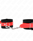 KINK - RESISTENZA DA POLSO IN NYLON NERO CON SIMILPELLE ROSSO REGOLABILE 19 - 24 CM X 5,5 CM - KINK WRIST RESTRAINT - Intimo per le occasioni speciali | The Game Lingerie