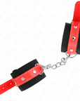 KINK - RESISTENZA DA POLSO IN NYLON NERO CON SIMILPELLE ROSSO REGOLABILE 19 - 24 CM X 5,5 CM - KINK WRIST RESTRAINT - Intimo per le occasioni speciali | The Game Lingerie