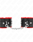 KINK - RESISTENZA DA POLSO PREMIUM FODERATA IN PELLICCIA ROSSO CON CINTURA NERA REGOLABILE 17 - 29 CM X 6 CM - KINK WRIST RESTRAINT - Intimo per le occasioni speciali | The Game Lingerie
