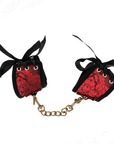 KINK - RESISTENZA DA POLSO SCANDALO DETTAGLI IN PIZZO ROSSO - NERO 24,5 CM X 6,5 CM - KINK WRIST RESTRAINT - Intimo per le occasioni speciali | The Game Lingerie