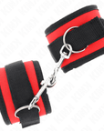 KINK - TENUTA DA POLSO IN NYLON HOOK&LOOP ROSSO - NERO MODELLO 2 REGOLABILE 18 - 35 CM X 6 CM - KINK WRIST RESTRAINT - Intimo per le occasioni speciali | The Game Lingerie