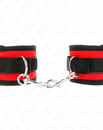 KINK - TENUTA DA POLSO IN NYLON HOOK&LOOP ROSSO - NERO MODELLO 2 REGOLABILE 18 - 35 CM X 6 CM - KINK WRIST RESTRAINT - Intimo per le occasioni speciali | The Game Lingerie