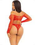 LEG AVENUE - BODY CROTHLESS CON ROSSO LUCIDO - LEG AVENUE BODYSTOCKINGS - Intimo per le occasioni speciali | The Game Lingerie