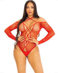 LEG AVENUE - BODY CROTHLESS CON ROSSO LUCIDO - LEG AVENUE BODYSTOCKINGS - Intimo per le occasioni speciali | The Game Lingerie
