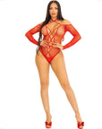LEG AVENUE - BODY CROTHLESS CON ROSSO LUCIDO - LEG AVENUE BODYSTOCKINGS - Intimo per le occasioni speciali | The Game Lingerie