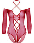 LEG AVENUE - BODY CROTHLESS CON ROSSO LUCIDO - LEG AVENUE BODYSTOCKINGS - Intimo per le occasioni speciali | The Game Lingerie