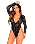 LEG AVENUE - BODY IN PIZZO E MANICA LUNGA CON STRASS NERO TAGLIA UNICA - LEG AVENUE BODYSTOCKINGS - Intimo per le occasioni speciali | The Game Lingerie