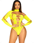 LEG AVENUE - BODY SENZA CUCITURE CON PERIZOMA GIALLO - LEG AVENUE BODYSTOCKINGS - Intimo per le occasioni speciali | The Game Lingerie
