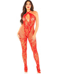LEG AVENUE - BODYSTOCKING A MAGLIA CON STAMPA A FIORI ROSSO TAGLIA UNICA - LEG AVENUE BODYSTOCKINGS - Intimo per le occasioni speciali | The Game Lingerie