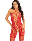 LEG AVENUE - BODYSTOCKING CAVEZZA COLLO ROSSO CUORI ROSSI - LEG AVENUE BODYSTOCKINGS - Intimo per le occasioni speciali | The Game Lingerie