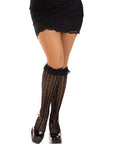 LEG AVENUE - CALZE AL GINOCCHIO CON VOLANT NERO - LEG AVENUE HOSIERY - Intimo per le occasioni speciali | The Game Lingerie